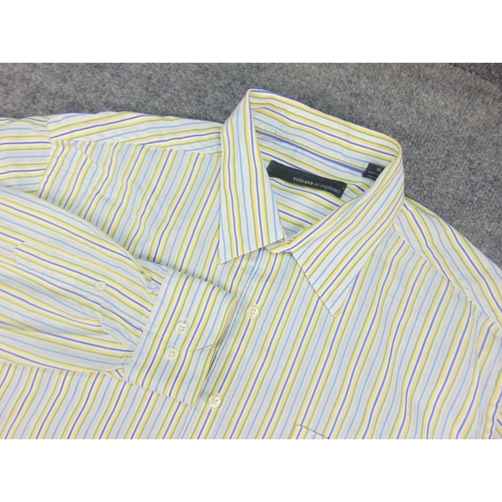 Tricots St Raphael Button Front Shirt Mens XL Multicolor Striped Cotton Business